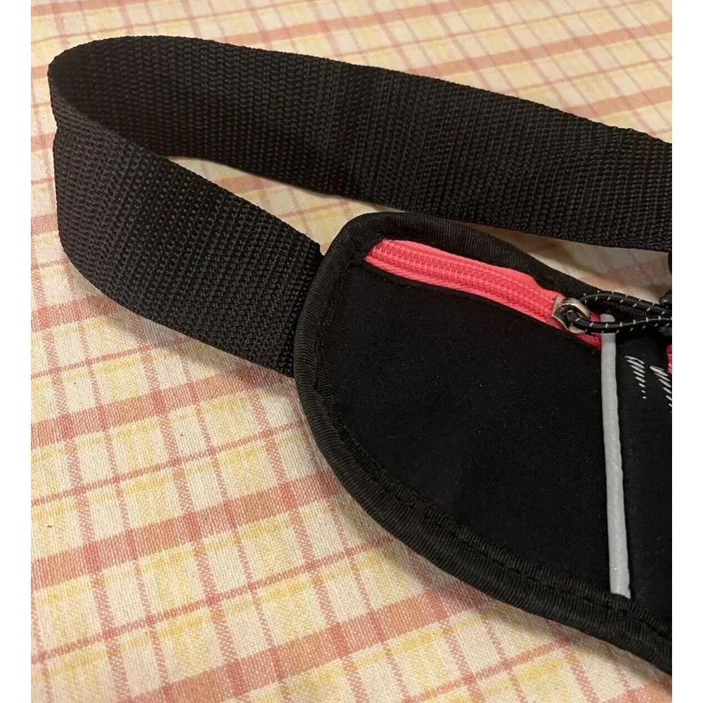 Hind Womens Running Utility Belt Waist Pack Flat Black Pink Adjustable GUC